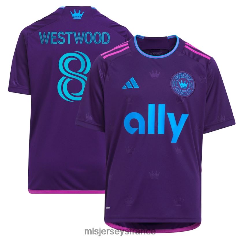 Jersey charlotte fc ashley westwood adidas violet 2023 couronne joyau kit réplique maillot enfants MLS Jerseys 8664VV985
