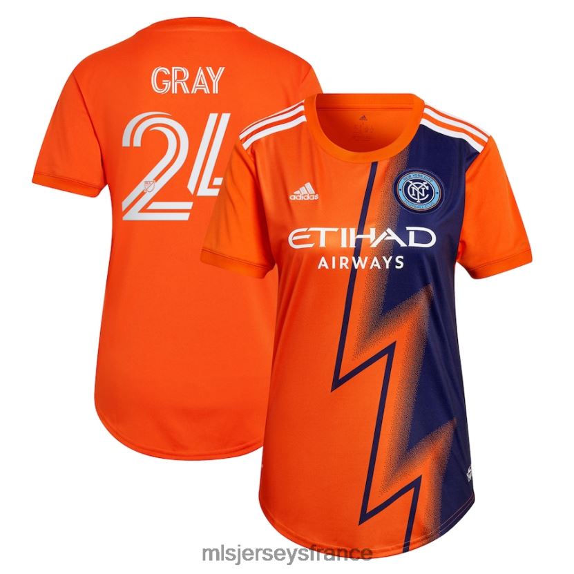 Jersey maillot de joueur réplique new york city fc tayvon gris adidas orange 2022 the volt kit femmes MLS Jerseys 8664VV1228