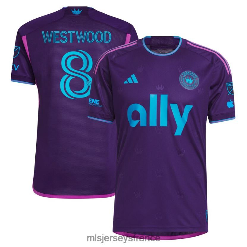 Jersey charlotte fc ashley westwood adidas violet 2023 kit bijou de la couronne maillot authentique Hommes MLS Jerseys 8664VV717