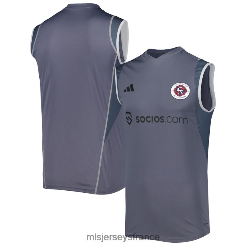 Jersey maillot d'entraînement sans manches sur le terrain adidas new England revolution 2023 gris Hommes MLS Jerseys 8664VV573