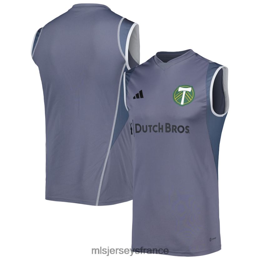 Jersey maillot d'entraînement sans manches sur le terrain Portland Timbers adidas gris 2023 Hommes MLS Jerseys 8664VV614