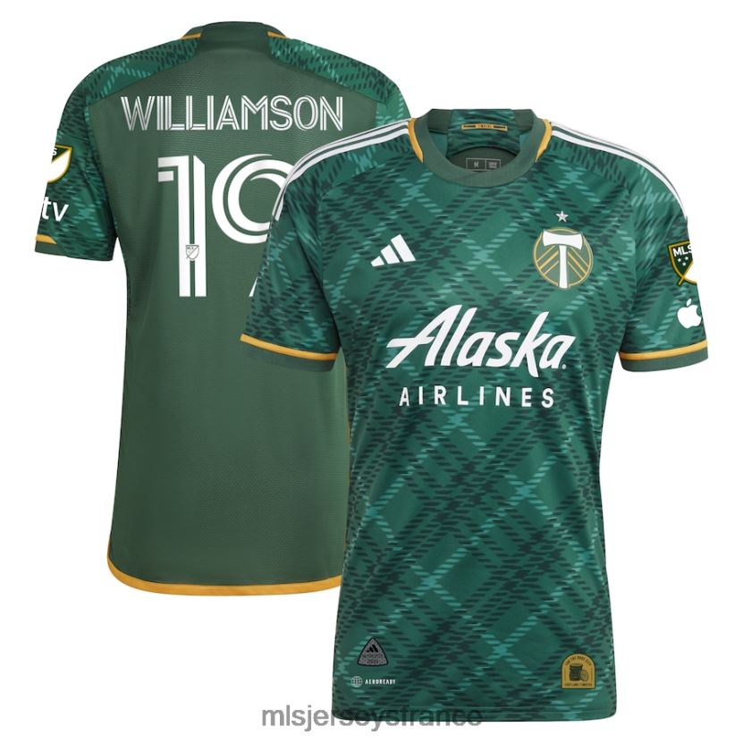 Jersey Portland Timbers Eryk Williamson Adidas Vert 2023 Portland Plaid Kit Maillot Authentique Hommes MLS Jerseys 8664VV545