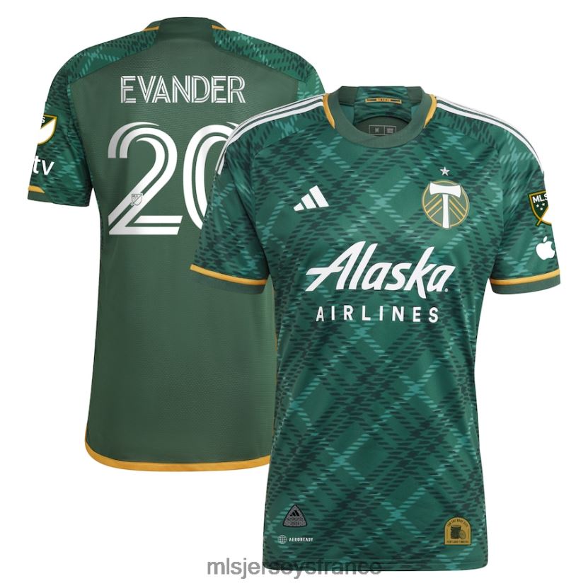 Jersey Portland Timbers Evander adidas vert 2023 Portland Plaid Kit maillot authentique Hommes MLS Jerseys 8664VV456