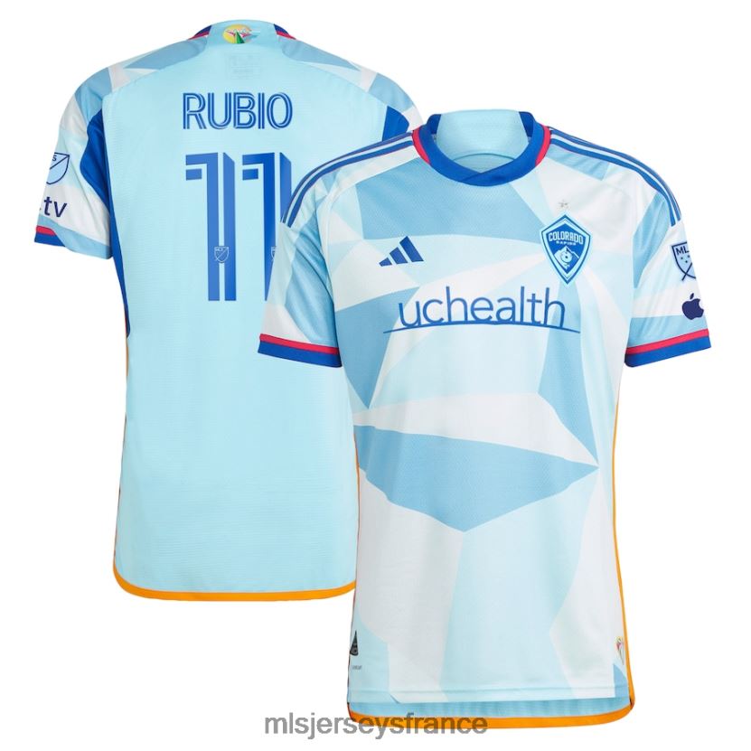 Jersey maillot authentique colorado rapids diego rubio adidas bleu clair 2023 new day kit Hommes MLS Jerseys 8664VV735