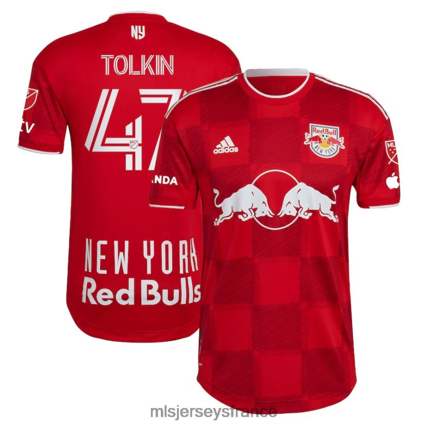 Jersey maillot de joueur authentique 2023 1ritmo des Red Bulls de New York John Tolkin adidas rouge Hommes MLS Jerseys 8664VV593