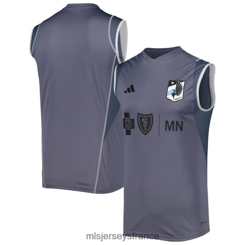 Jersey maillot d'entraînement sans manches sur le terrain minnesota united fc adidas gris 2023 Hommes MLS Jerseys 8664VV525