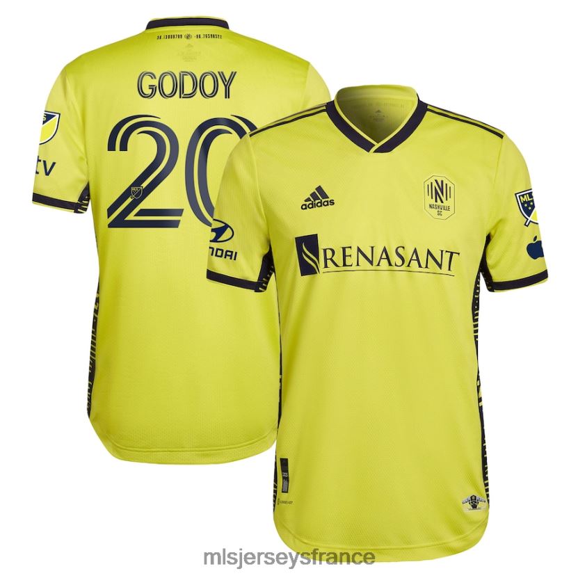 Jersey nashville sc anibal godoy adidas jaune 2023 le kit de retour maillot de joueur authentique Hommes MLS Jerseys 8664VV1180