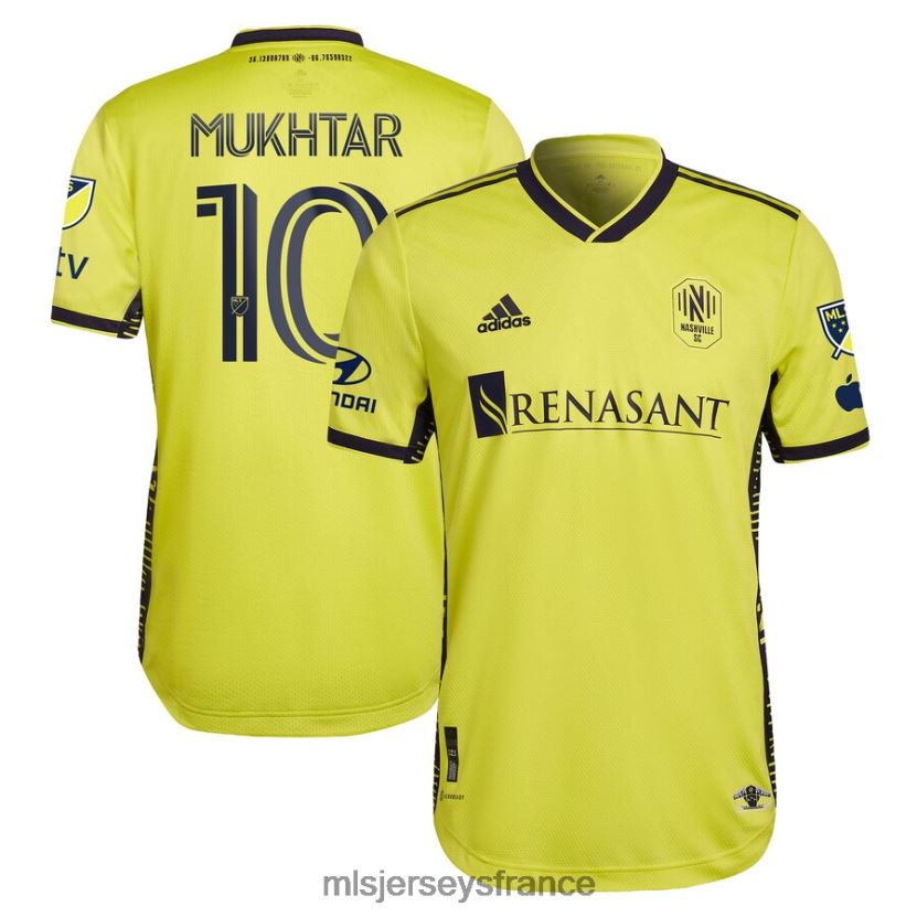 Jersey nashville sc hany mukhtar adidas jaune 2023 le kit de retour maillot de joueur authentique Hommes MLS Jerseys 8664VV450