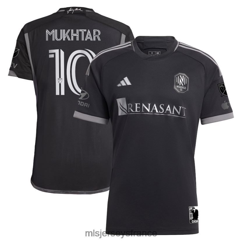 Jersey nashville sc hany mukhtar adidas noir 2023 homme en kit noir maillot de joueur authentique Hommes MLS Jerseys 8664VV175