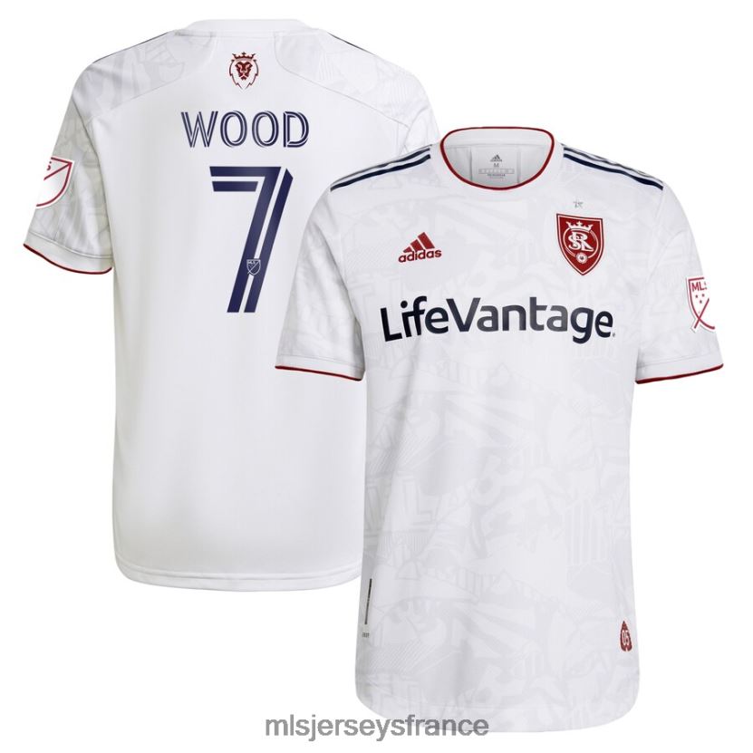 Jersey Real Salt Lake Bobby Wood adidas blanc 2021 kit secondaire du supporter maillot de joueur authentique Hommes MLS Jerseys 8664VV1381